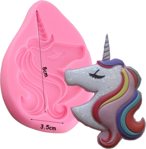 Molde Silicón Fondant/ Resina/ Pasta/perfil Unicornio Grande