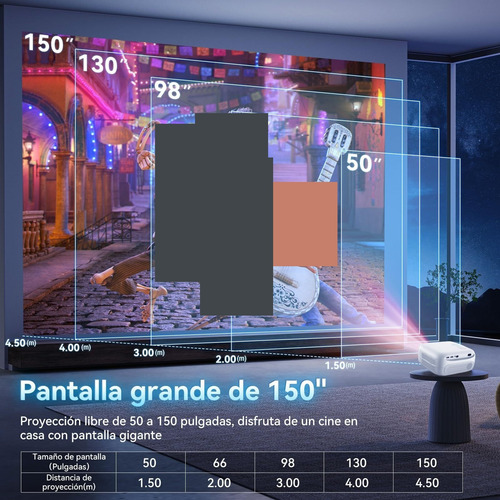 Mini Proyector Portátil 4k, Enfoque Automático Y Corrección