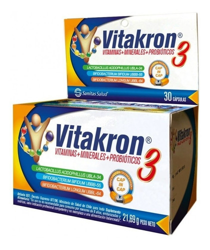 Vitakron-3 (multivitaminico-multimineral-probiotico) 30 Cáps