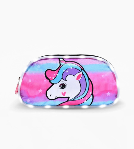 Imagen 2 de 7 de Cartuchera Doble Cierre Footy Unicornio Con Luz Led