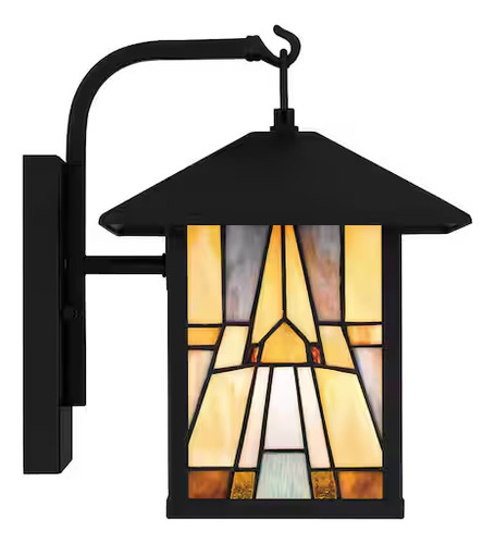 Lampara De Pared Exterior 1 Luz Negro Mate De Cristal