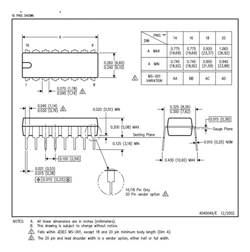 10 Pzas Sn74ls04n 7404 Compuerta Not Inversor