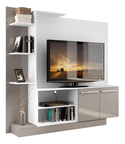 Estante Com Suporte Tv 55'' Denver Multimóveis V3069 Cor Branco /Lacca Fumê