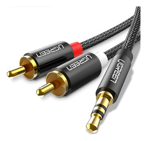 Cable Aux Audio Estereo 3.5mm Rca Conector Dorado Ugreen 1m