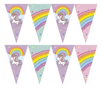 Comprar Banderin Triangular Unicornio Arco Iris X1 - Cotillón Waf Color Multicolor Unicornio Arcoíris