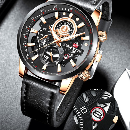 Reloj Casual De Cuarzo Con Calendario De Cuero Va Va Voom