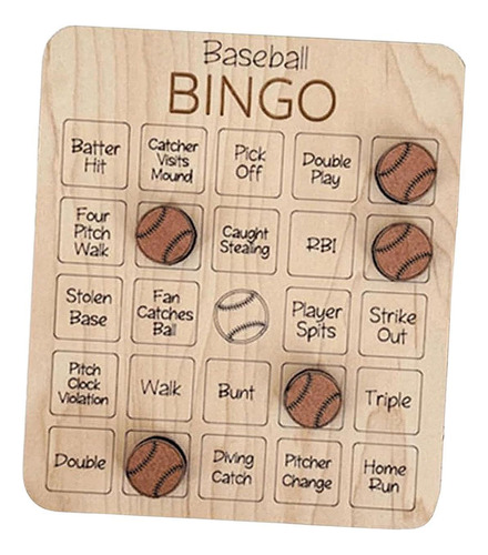 Juego De Bingo De Madera, Juego De Mesa Familiar Béisbol