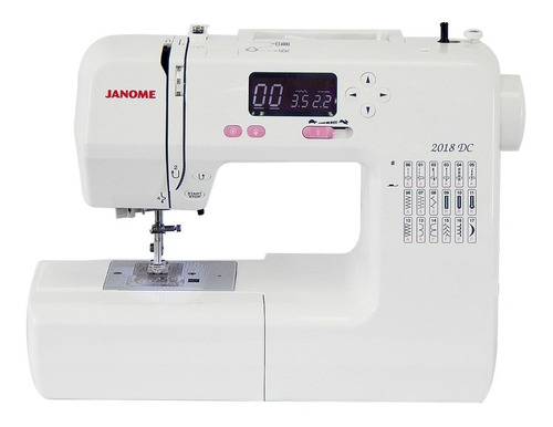 Máquina de costura reta Janome 2018DC portátil branca/rosa-clara 110V/220V