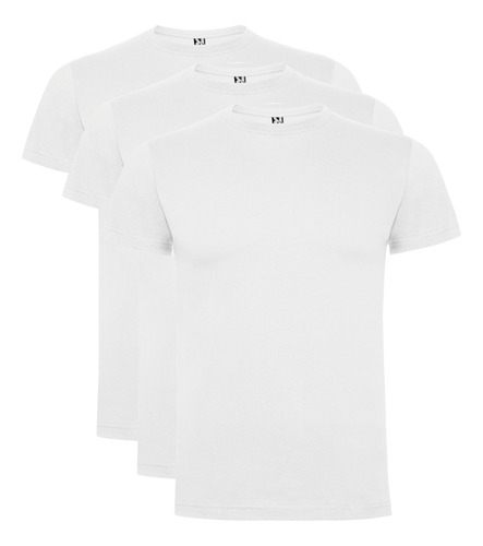 Poleras 100% Algodón Manga Corta Hombre Blanca - Pack 3