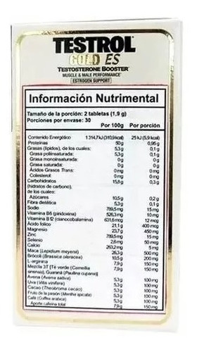 Gat Testrol Gold (60 Tabletas) Precursor Testosterona Sf Tt5 Sabor Sin Sabor Sin Sabor