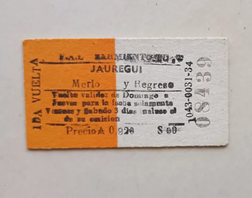 Boleto De Tren De Estación Jauregui A Estación Merlo (Usado)