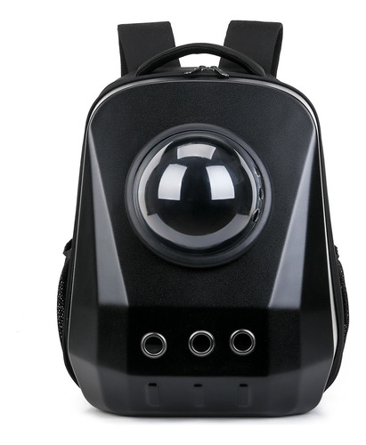 Mochila Bolso Rígido Para Traslado Mascota Con Doble Visor Negro
