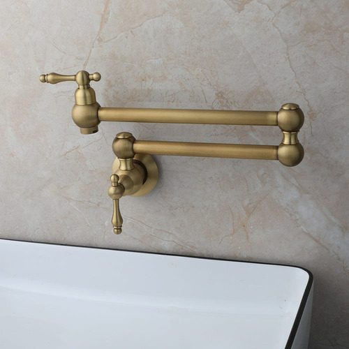 Griferia Cocina Bronce Para Llena Ollas De Pared Monocomando Acabado Cepillado Valemma
