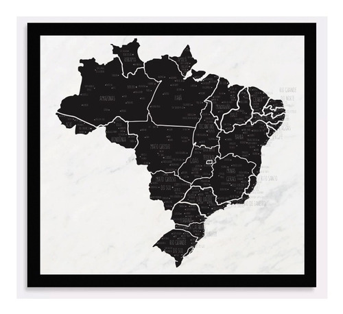 Quadro Decorativo Mapa Brasil Pin Pinar Viagens - 60x65cm