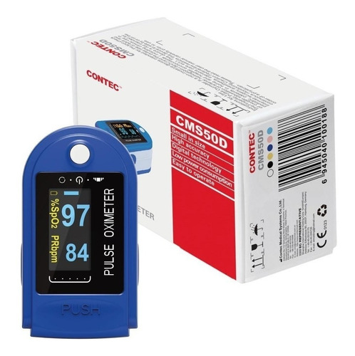 Imagen 4 de 8 de Oxímetro de pulso para dedo Contec CMS50D azul/blanco
