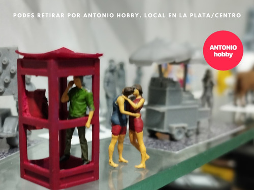 Cabina Telefono Esc Ho 1/87 Adorno Ferromodelismo Con Figura