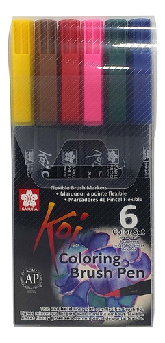 Set Plumones Acuarelables Koi Brush 6 Colores Basicos