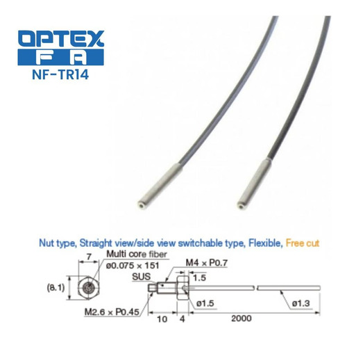Fibra Optica De Barrera M4 90° R2, Optex Fa Nf-tr14