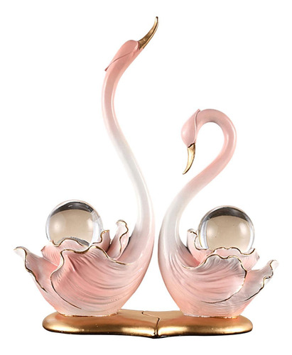 2 Piezas Figuras De Cisne Escultura Manualidades De Rosa