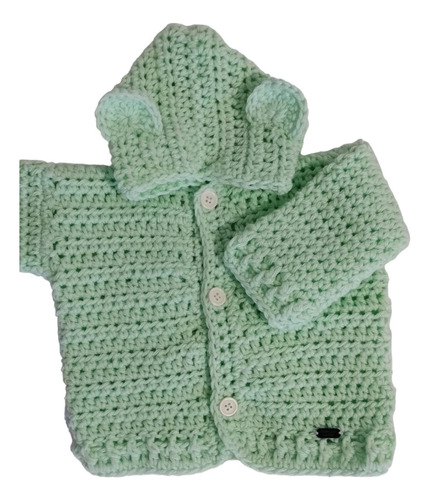 Abrigo De Bebe Con Orejas De Osito Tejido A Crochet En Stock