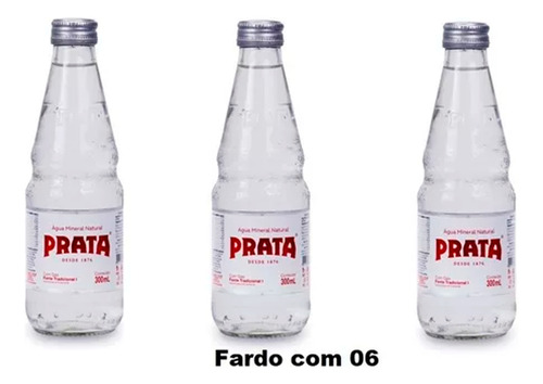 Água Mineral Com Gás Prata Com Rosca 300ml Pack C/6unid