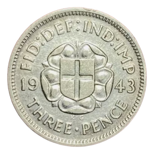 Moneda 3 Peniques Inglaterra 1943 Km 848 Jorge 6 Plata 0.500 (Usado)