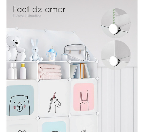 Armario Closet Organizador Ropa Y Juguetes Infantil Portátil Color Blanco