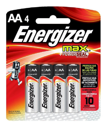 Pilha Energizer Max Sm Powerseal Pequena Aa4 E91bp 4