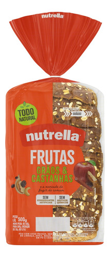 Pão Frutas, Grãos & Castanhas Nutrella Pacote 550g
