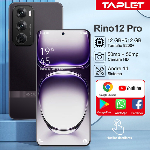 Dual Sim Android Rino 12 Pro Desbloquea 512gb/12gb Ram 2025 Ultimas Ofertas Soporta 5g Wifi Android 14 Batería De Larga Duración Smartphone Negro