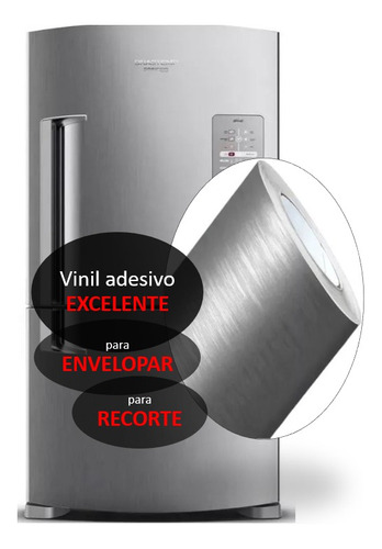 Adesivo Vinil Aço Inox Envelopa Geladeira Móvel 8m X 1m Larg Cor AÇO PRATA ENVELOPAMENTO