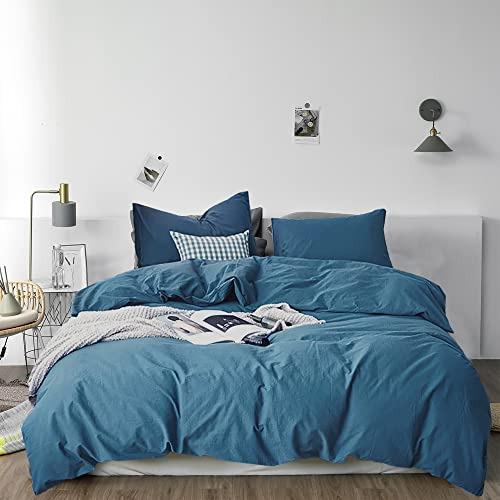 Pureant Dusty Blue Comforter Sets King Women Men Solid Blue