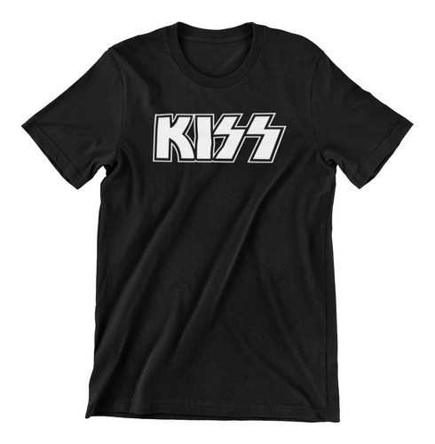 Polera Bandas Rock- Kiss - Blanco Y Negro 100% Algodón