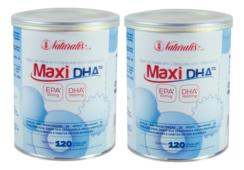 Kit 2x Ômega-3 Maxi Dha 700 120 Cápsulas Naturalis Sabor Sem Sabor