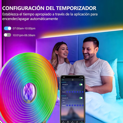 Tira Led Rgb Neon Interior Con Control Ip65 24w Radiante