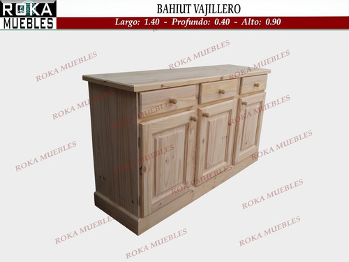 Imagen 1 de 3 de Bahiut Vajillero Macizo Pino 140x40x90 Roka