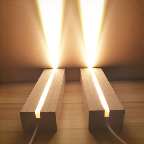Bases De Luz De Madera De Haya Luces De Noche Led Alimentada
