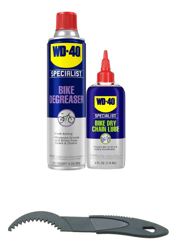 Desengrasante + Aceite Wd-40 Bike + Cepillo Limpia Piñon
