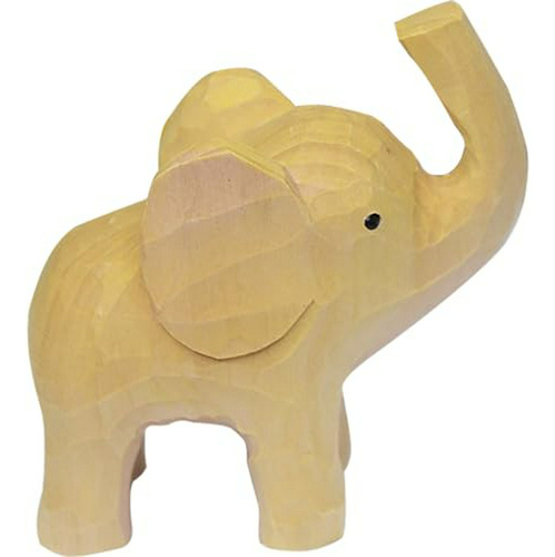 Estatuilla De Elefante De Madera Simple Tallada A Mano, Deco