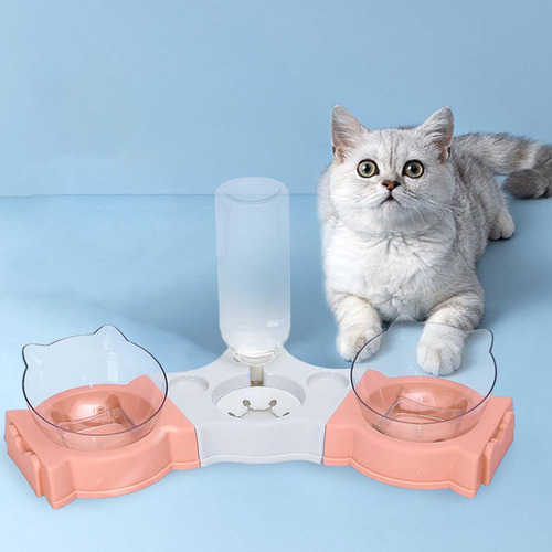 Nuevo Cuencos Triples For Gatos, Platos De Comida For Gatos