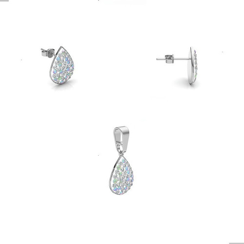 Dije Y Aretes De Plata 925 Cristal Mujer Agálea Joyería
