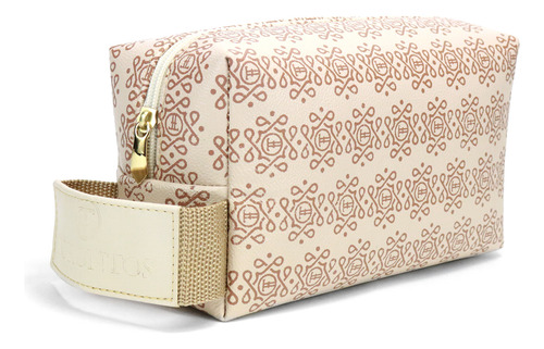 Bolsa Necessaire Pequena Porta Higiene Documento Viagem Cor Bege Monogram Desenho Do Tecido Florido