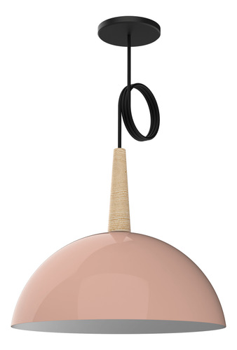 Lampara Colgante Deco Bell03 Media Esfera Con Madera E27 Led