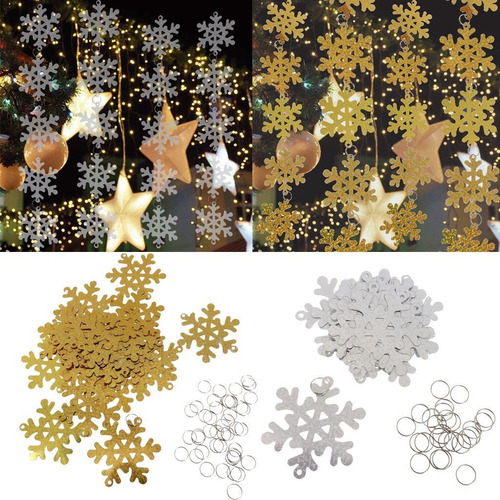 30pcs Diy Plástico Copo De Nieve Colgantes Navidad