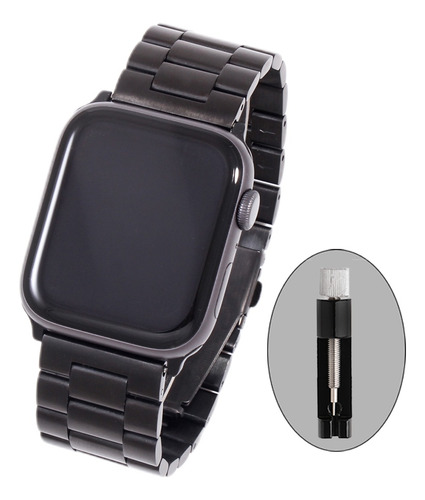 Correa Metalica Classic Para Apple Watch + Herramienta Negro 38/40/41 Mm 2.2 Cm