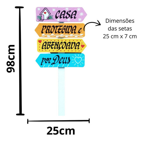 Placa Setas Coloridas Casa Protegida E Abençoada Por Deus