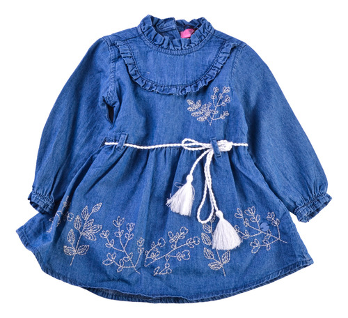 Vestido Jean M/l  Bebe Niña Azul