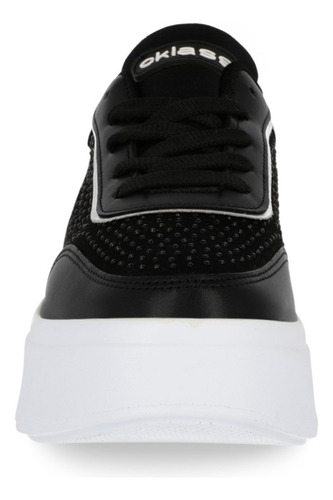 Tenis Sneakers Dama Plataforma 5.5cm Negro Brillos 562-12