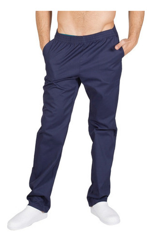 Pantalon Para Chef Unisex Marino Con Resorte Bolsillos T. Xl Color Azul oscuro Diseño de la tela Español