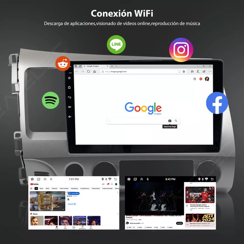 Gearelec Autoestéreo Pantalla Carplay Android Auto 2+32g Carplay Wifi Fm Gps Para Honda Civic 2006-2011 Con Cámara Arnés Rca Usb Admite Subwoofer Y Amplificador